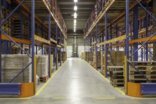 A view inside a new warehouse on the mezzanine floor looking into the hall